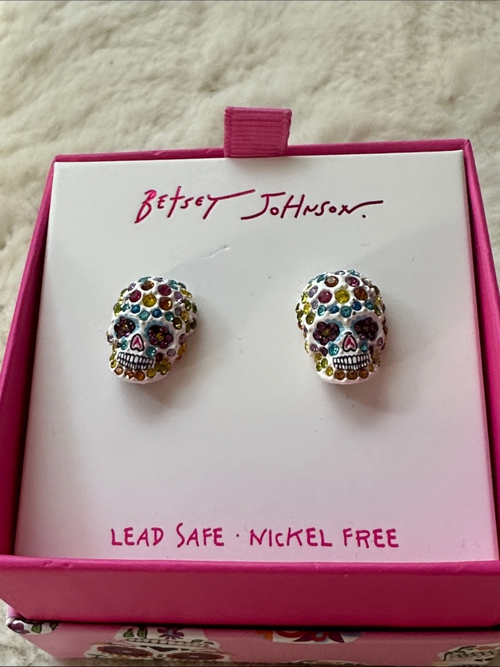 Betsey Johnson sugar skull post earrings